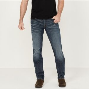 Moonshine Spirit Men's Dark Wash Unaged Whiskey Slim Stretch Denim Jeans